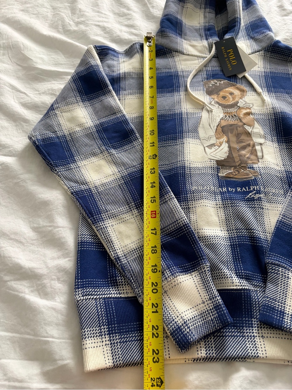 Polo Ralph Lauren Women’s Plaid Polo Bear Hoodie - Picture 6 of 14